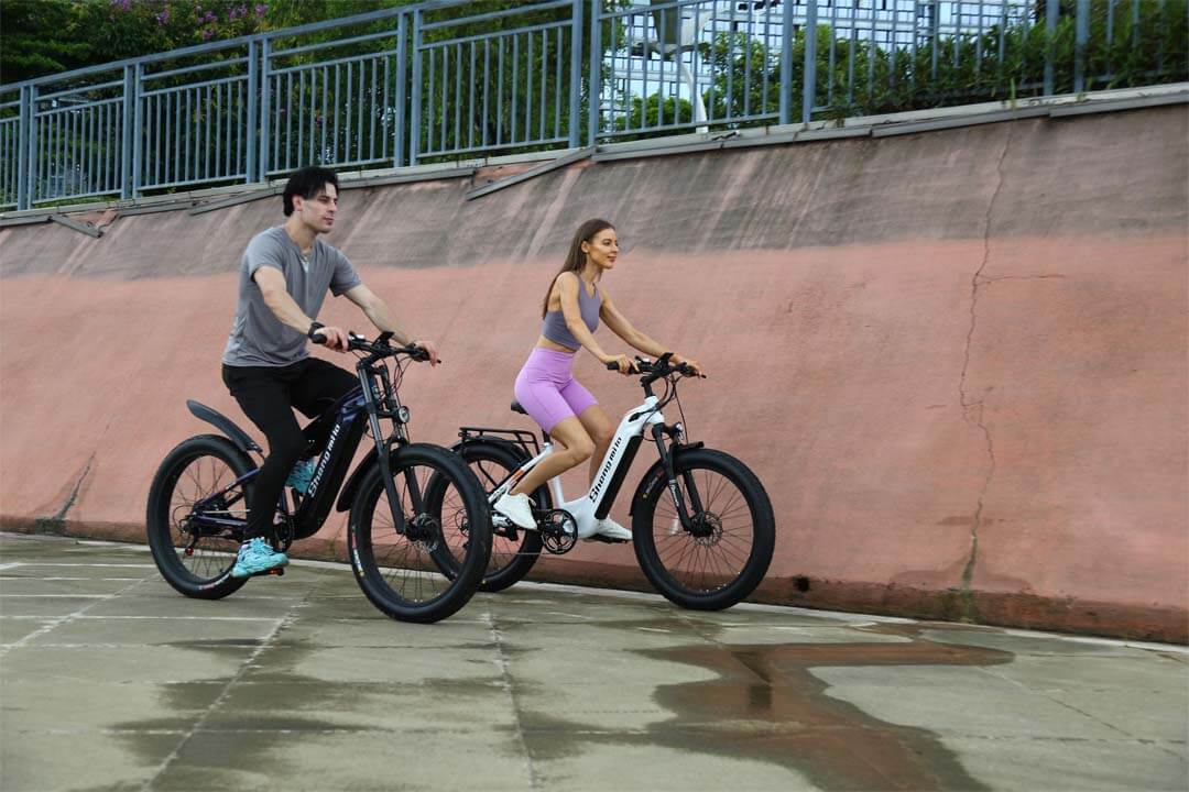 Eine Kombination aus Elektrofahrrädern für Paare