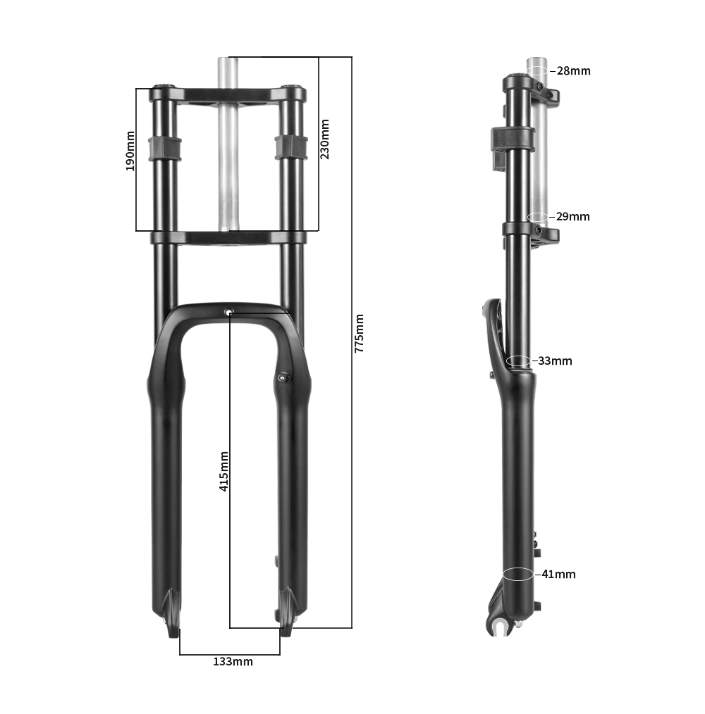 Shengmilo S600 elektrische fiets voorvork met dubbele schoudervering