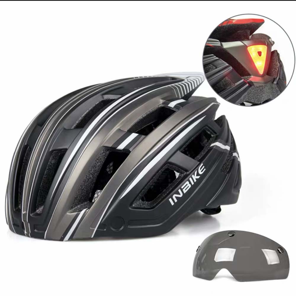 Bicycle helmet with light goggles integrated ultra-light men's and women's safety helmet equipment