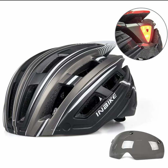 Casque de vélo avec lunettes légères intégrées équipement de casque de sécurité homme et femme ultra-léger