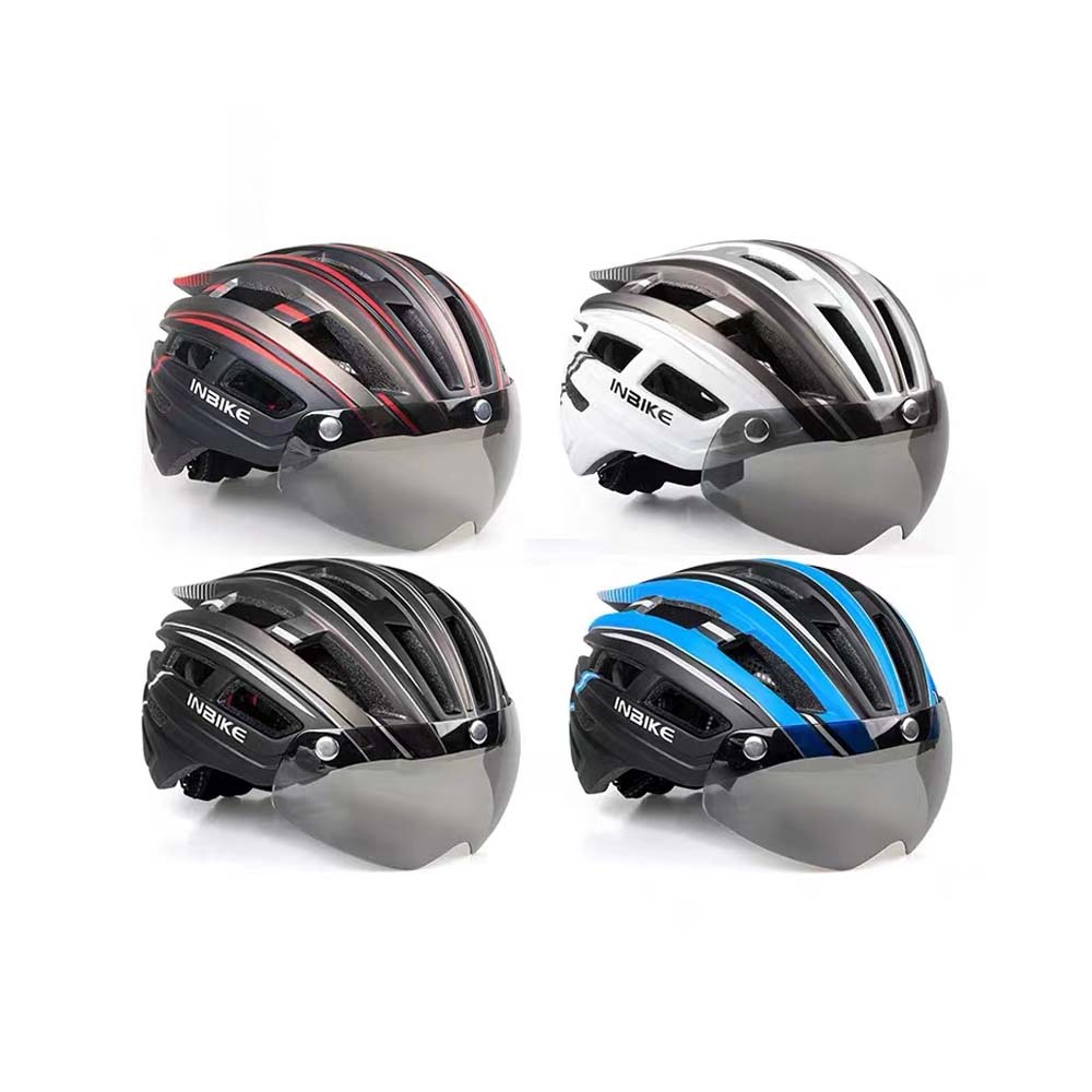 Bicycle helmet with light goggles integrated ultra-light men's and women's safety helmet equipment