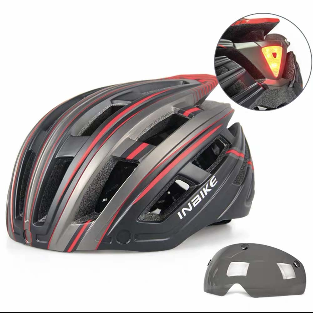 Casque de vélo avec lunettes légères intégrées équipement de casque de sécurité homme et femme ultra-léger