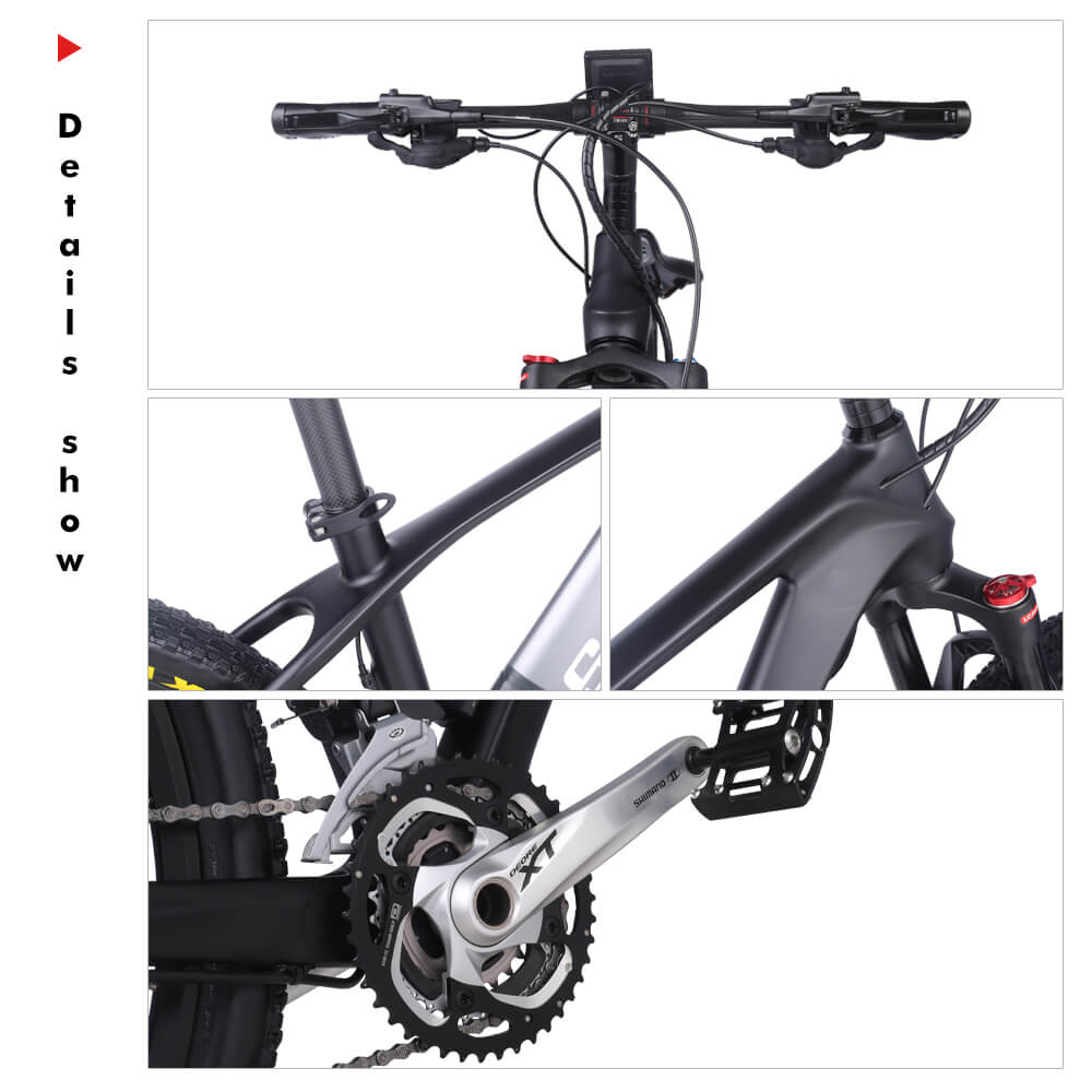 Mountain Bike 27.5 inch Carbon Fiber Frame Electric Bike, 250W motor, 36V9.6 AH Battery,