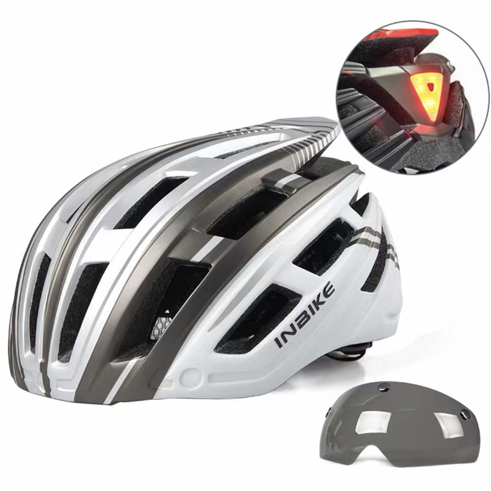 Bicycle helmet with light goggles integrated ultra-light men's and women's safety helmet equipment
