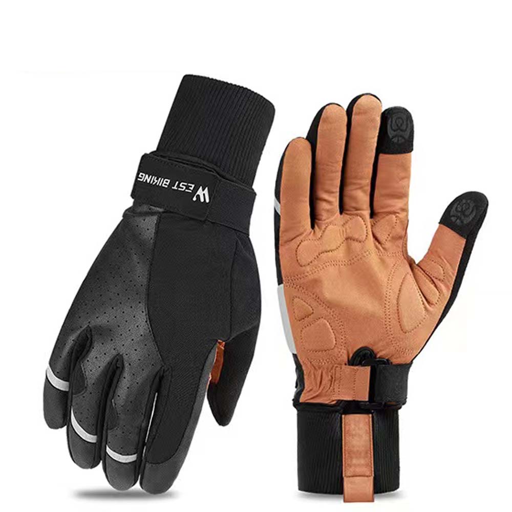 Zimní teplé rukavice tlumící nárazy na horské kolo s dlouhými prsty