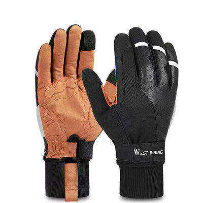 Winter Warm Shock Absorbing Mountain Bike Long Finger Gloves