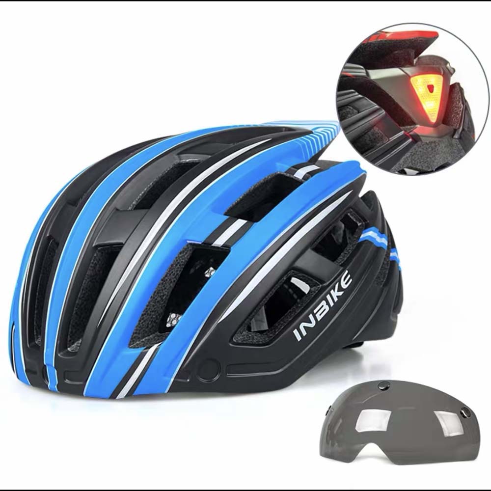 Casque de vélo avec lunettes légères intégrées équipement de casque de sécurité homme et femme ultra-léger