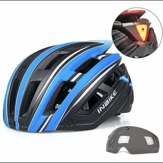 Casque de vélo avec lunettes légères intégrées équipement de casque de sécurité homme et femme ultra-léger